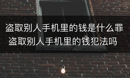 盗取别人手机里的钱是什么罪 盗取别人手机里的钱犯法吗
