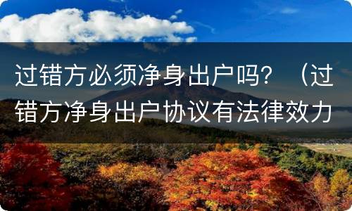 过错方必须净身出户吗？（过错方净身出户协议有法律效力吗）