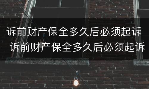 诉前财产保全多久后必须起诉 诉前财产保全多久后必须起诉