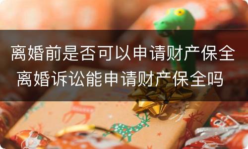 离婚前是否可以申请财产保全 离婚诉讼能申请财产保全吗
