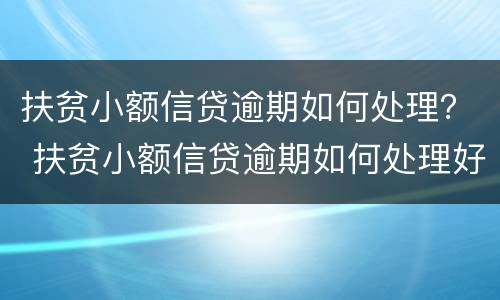 扶贫小额信贷逾期如何处理？ 扶贫小额信贷逾期如何处理好