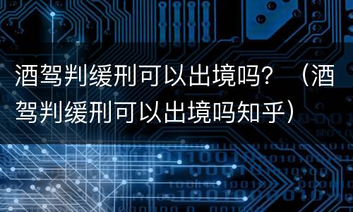 酒驾判缓刑可以出境吗？（酒驾判缓刑可以出境吗知乎）