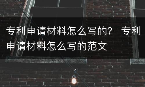 专利申请材料怎么写的？ 专利申请材料怎么写的范文