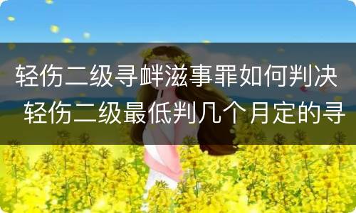 轻伤二级寻衅滋事罪如何判决 轻伤二级最低判几个月定的寻衅滋事
