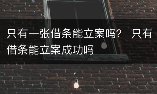 只有一张借条能立案吗？ 只有借条能立案成功吗