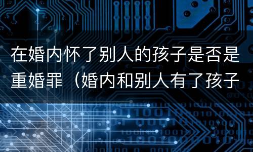 在婚内怀了别人的孩子是否是重婚罪（婚内和别人有了孩子算重婚罪吗）