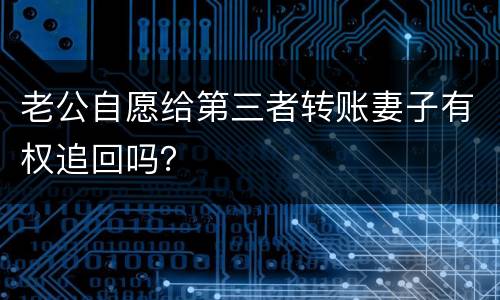 老公自愿给第三者转账妻子有权追回吗？