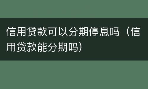 信用贷款可以分期停息吗（信用贷款能分期吗）