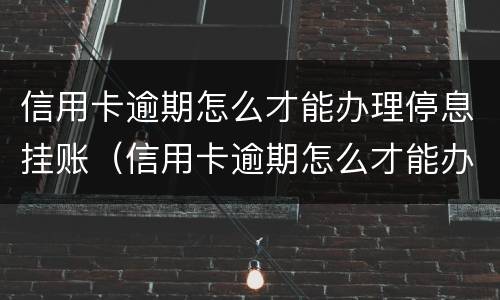 信用卡逾期怎么才能办理停息挂账（信用卡逾期怎么才能办理停息挂账手续）