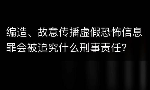 编造、故意传播虚假恐怖信息罪会被追究什么刑事责任？