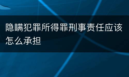 隐瞒犯罪所得罪刑事责任应该怎么承担