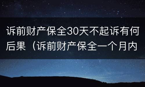 诉前财产保全30天不起诉有何后果（诉前财产保全一个月内不起诉）