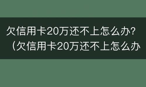 欠信用卡20万还不上怎么办？（欠信用卡20万还不上怎么办呀）