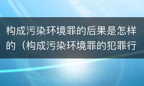构成污染环境罪的后果是怎样的（构成污染环境罪的犯罪行为）