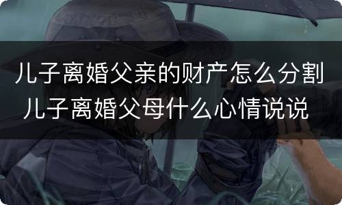 儿子离婚父亲的财产怎么分割 儿子离婚父母什么心情说说