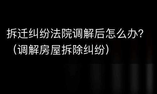 拆迁纠纷法院调解后怎么办？（调解房屋拆除纠纷）