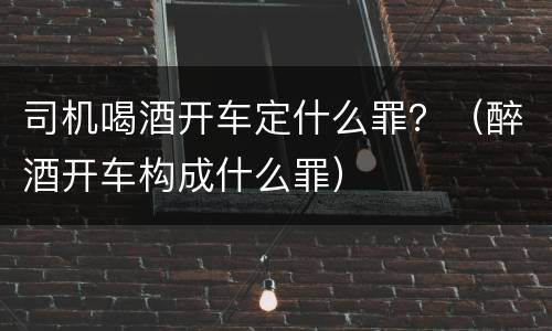 司机喝酒开车定什么罪？（醉酒开车构成什么罪）