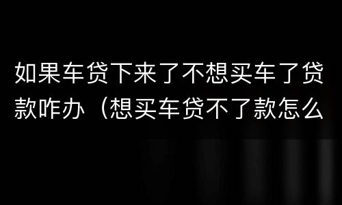 如果车贷下来了不想买车了贷款咋办（想买车贷不了款怎么办）