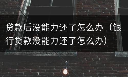 贷款后没能力还了怎么办（银行贷款没能力还了怎么办）