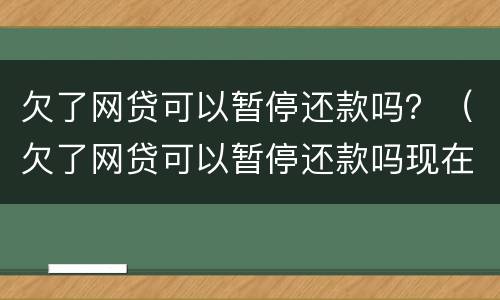 欠了网贷可以暂停还款吗？（欠了网贷可以暂停还款吗现在）