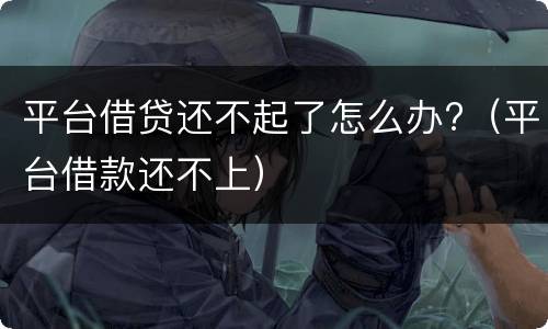 平台借贷还不起了怎么办?（平台借款还不上）