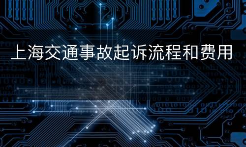 上海交通事故起诉流程和费用