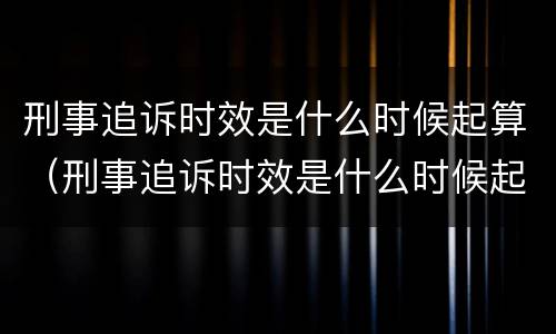 刑事追诉时效是什么时候起算（刑事追诉时效是什么时候起算的）