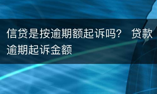 信贷是按逾期额起诉吗？ 贷款逾期起诉金额