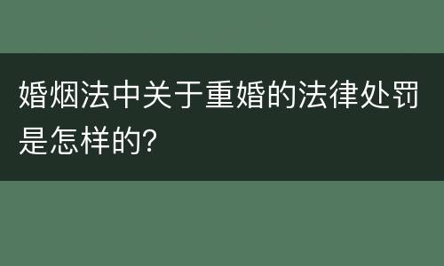 婚烟法中关于重婚的法律处罚是怎样的？