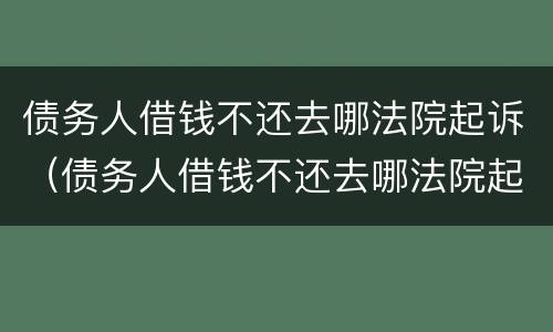债务人借钱不还去哪法院起诉（债务人借钱不还去哪法院起诉呢）