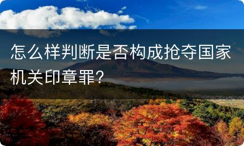 怎么样判断是否构成抢夺国家机关印章罪?