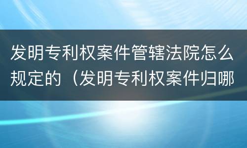 发明专利权案件管辖法院怎么规定的（发明专利权案件归哪个管）