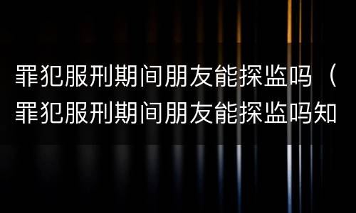 罪犯服刑期间朋友能探监吗（罪犯服刑期间朋友能探监吗知乎）