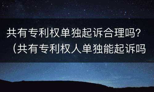 共有专利权单独起诉合理吗？（共有专利权人单独能起诉吗）