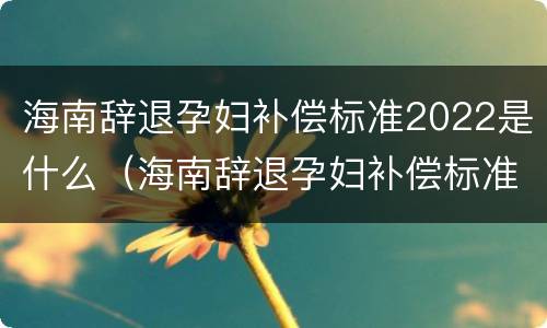 海南辞退孕妇补偿标准2022是什么（海南辞退孕妇补偿标准2022是什么时候发放）