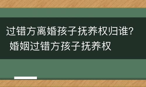 过错方离婚孩子抚养权归谁？ 婚姻过错方孩子抚养权