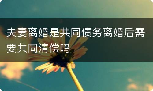 夫妻离婚是共同债务离婚后需要共同清偿吗