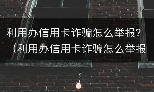 利用办信用卡诈骗怎么举报？（利用办信用卡诈骗怎么举报他）