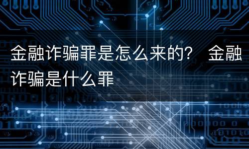 金融诈骗罪是怎么来的？ 金融诈骗是什么罪