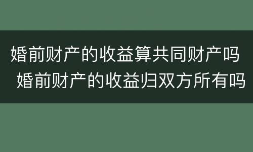 婚前财产的收益算共同财产吗 婚前财产的收益归双方所有吗?