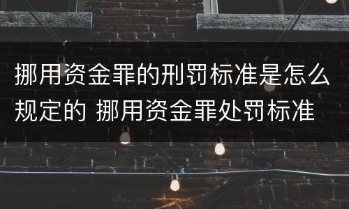 挪用资金罪的刑罚标准是怎么规定的 挪用资金罪处罚标准