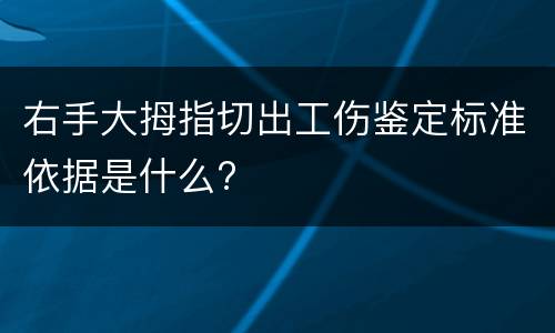 右手大拇指切出工伤鉴定标准依据是什么?