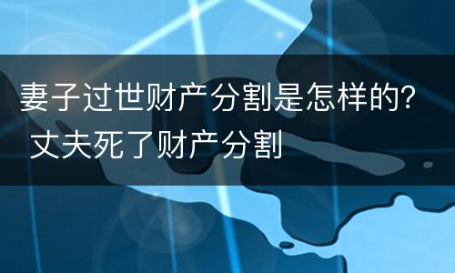 妻子过世财产分割是怎样的？ 丈夫死了财产分割