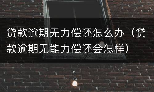 贷款逾期无力偿还怎么办（贷款逾期无能力偿还会怎样）