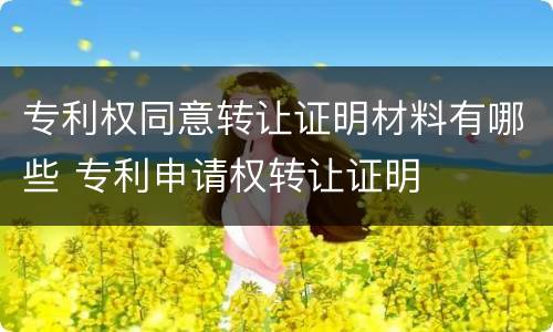 专利权同意转让证明材料有哪些 专利申请权转让证明