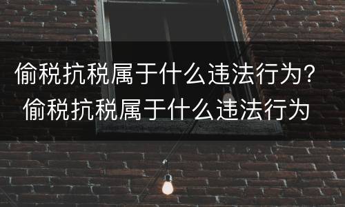 偷税抗税属于什么违法行为？ 偷税抗税属于什么违法行为