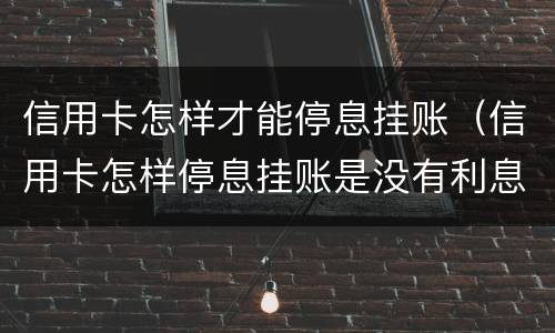 信用卡怎样才能停息挂账（信用卡怎样停息挂账是没有利息吗）