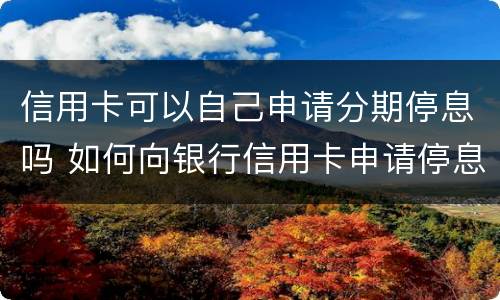 信用卡可以自己申请分期停息吗 如何向银行信用卡申请停息分期
