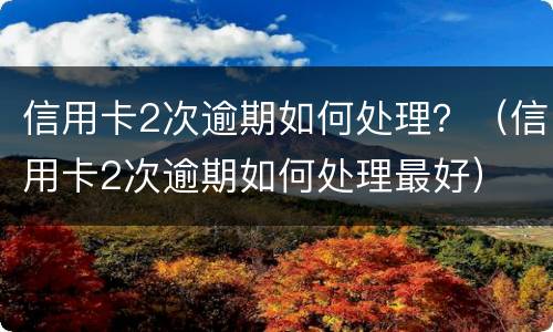 信用卡2次逾期如何处理？（信用卡2次逾期如何处理最好）
