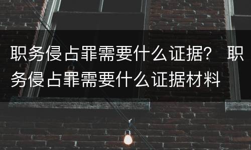 职务侵占罪需要什么证据？ 职务侵占罪需要什么证据材料